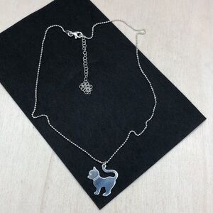 Sterling silver Italy 925 chain kitty cat pendant charm necklace fine jewelry.